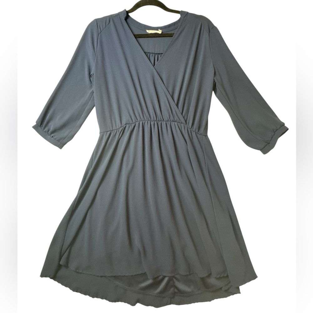 Elegant Blue Wrap Dress